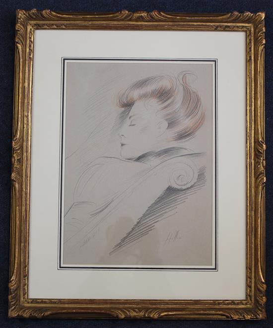 Paul Cesar Helleu (1859-1927) Study of a sleeping woman, 11.75 x 8.5in.